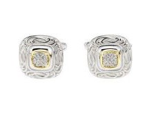 Two-tone Cubic Zirconia Cufflinks