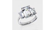 3. 0 Cubic Zirconia Emerald-cut Three Stone Ring -14k White/Yellow Gold